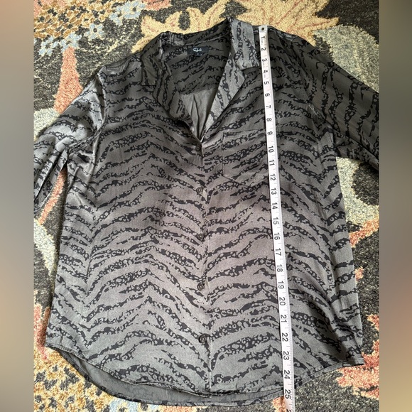 RAILS Olive Tiger Print Satin Button Down Shirt - Picture 7 of 16